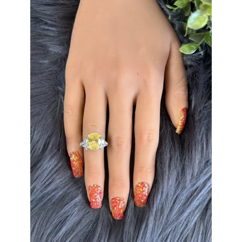 Lemon Quartz/Cz Silver 925 Ring‎